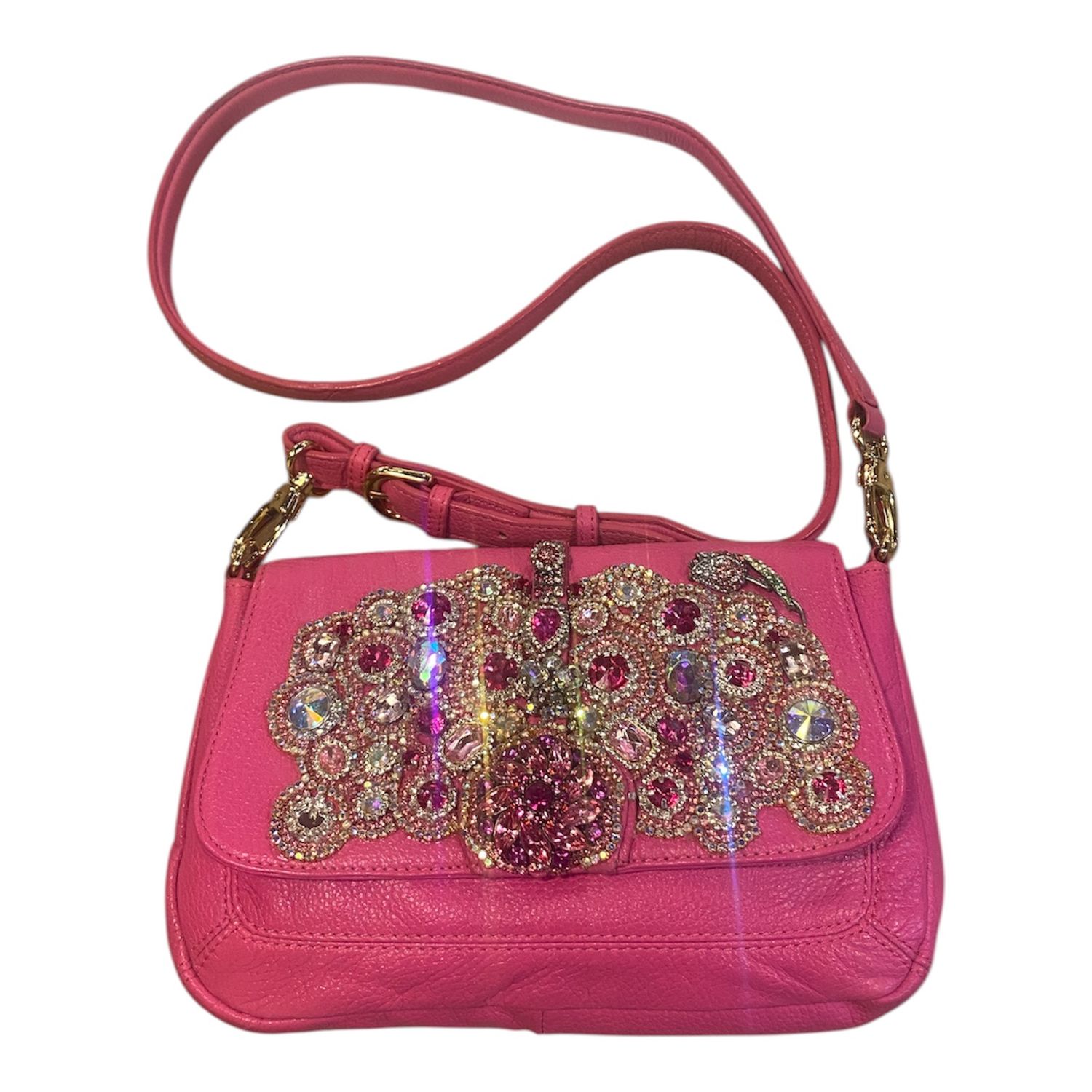 The Bling Lady Shocking Pink Rhinestone Purse (Leather)