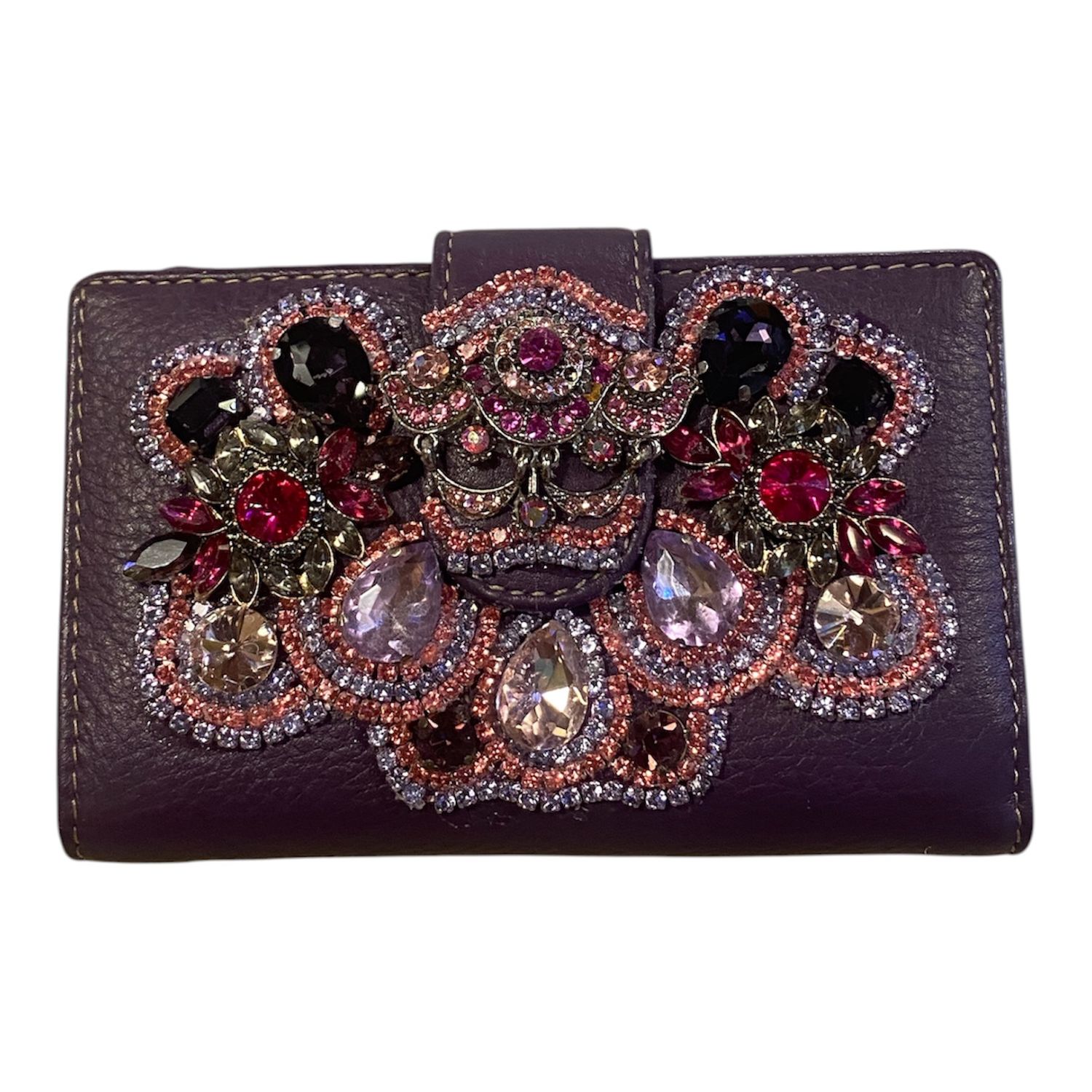 The Bling Lady Purple Leather Rhinestone Wallet