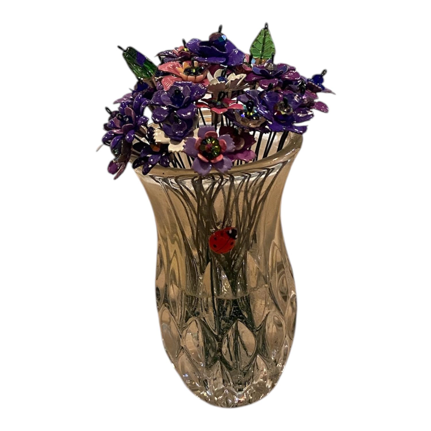 The Bling Lady Forever Flowers Purple, Pink &amp; White in Clear Vase