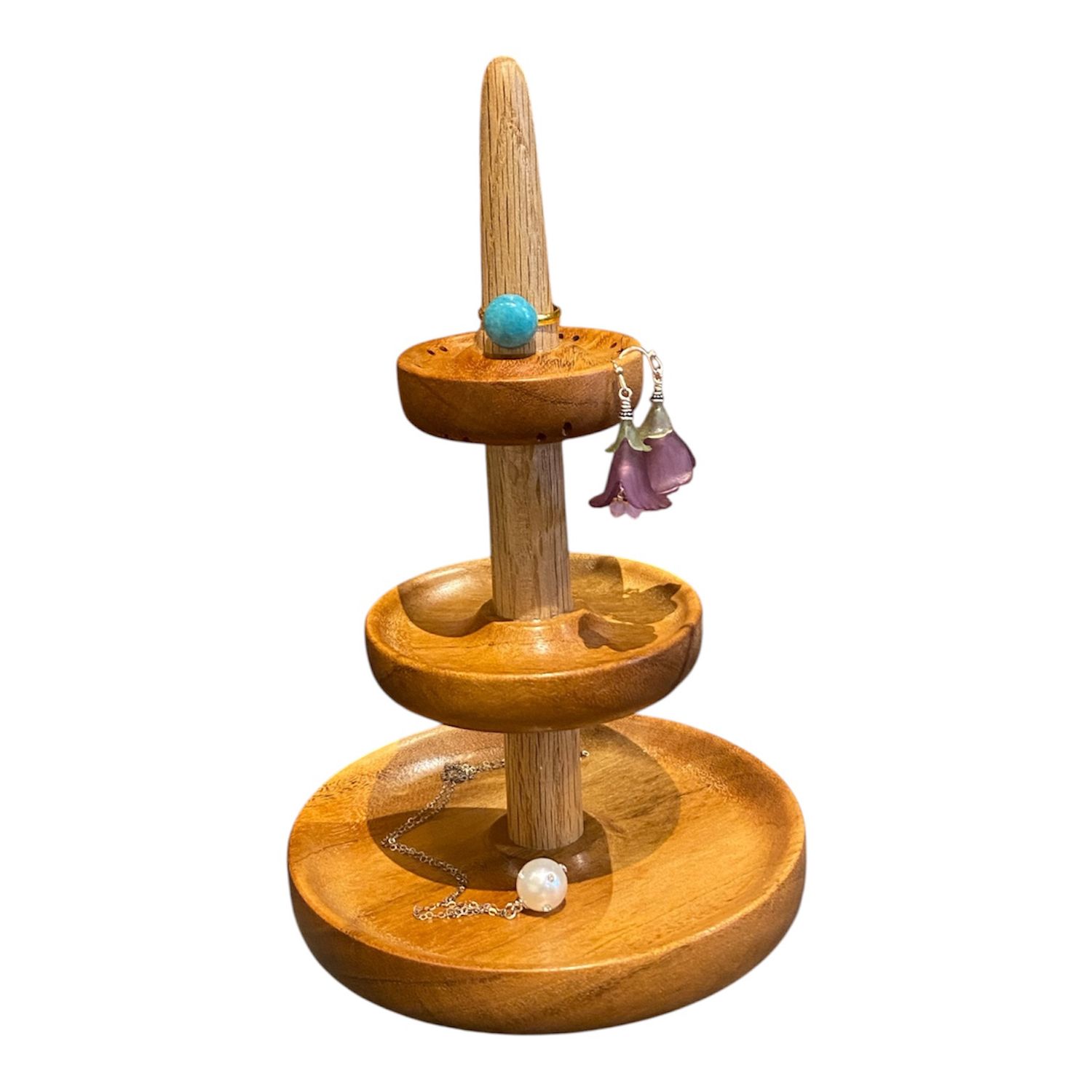 On The Edge 3 Tier Goncalo Alves Wood Jewelry Stand