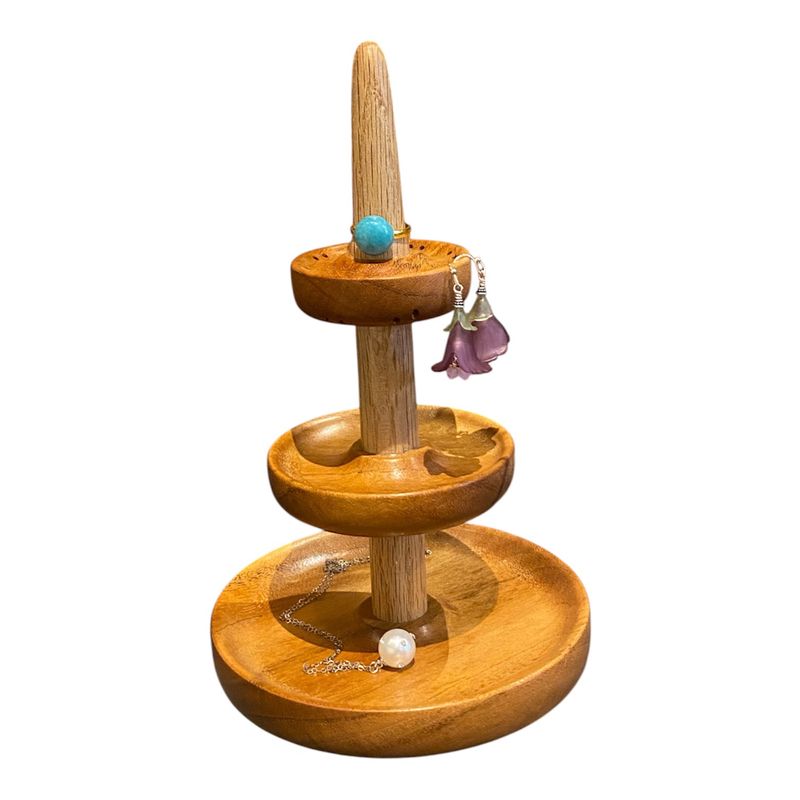On The Edge 3 Tier Goncalo Alves Wood Jewelry Stand