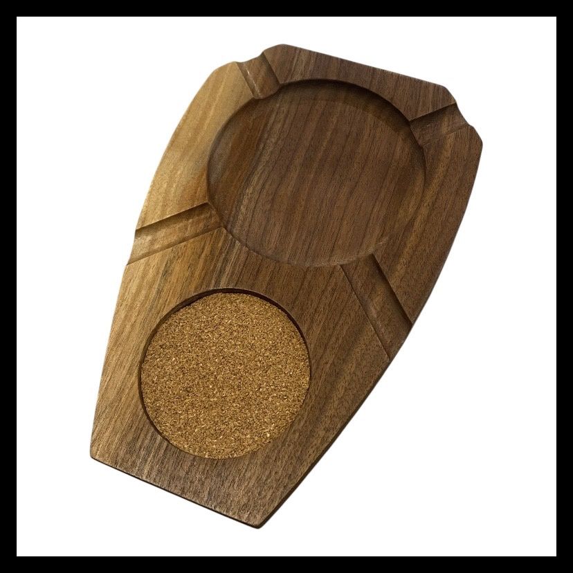 On The Edge Cigar Ashtray w/ Coaster Black Walnut