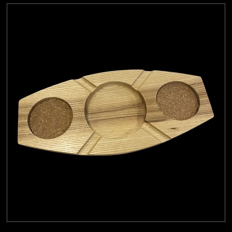On The Edge Ash Wood Cigar Ashtray w/ Double Coaster