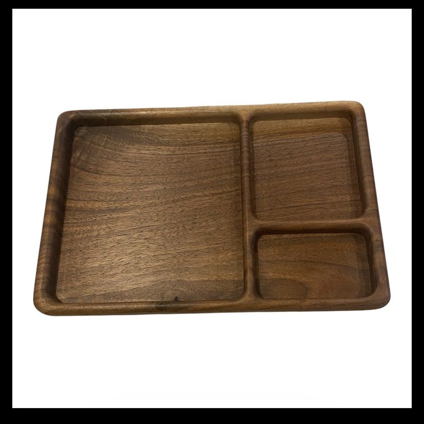 On The Edge 3 Pocket Walnut Serving Tray