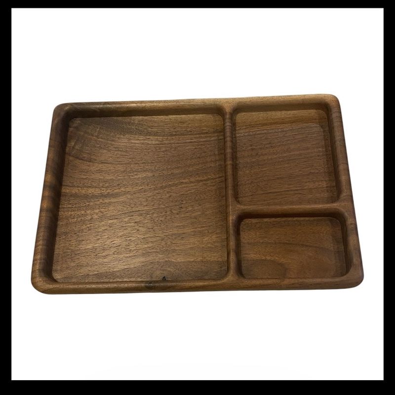 On The Edge 3 Pocket Walnut Serving Tray