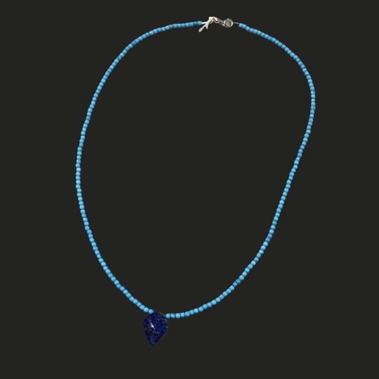 Trueworthy Necklace Turquoise Beads w/ Lapis Tear Drop