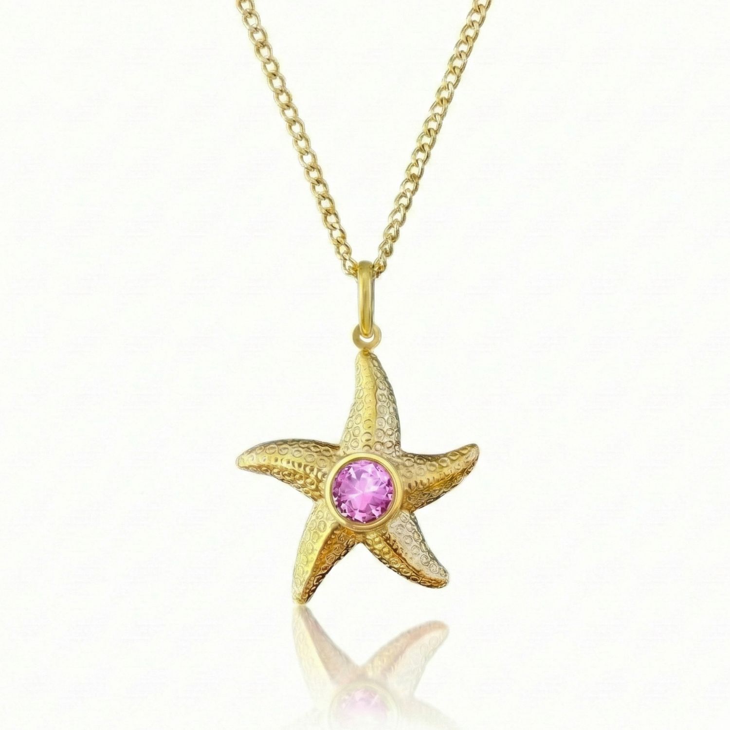 Leightworks Aurora Starfish Necklace with Pink Crystal