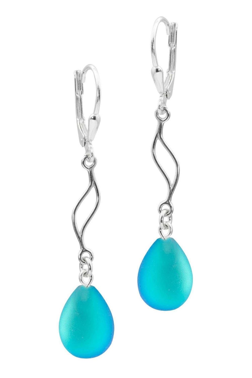 Leightworks Aurora Feather Extension Earrings with Frosted Blue Crystal