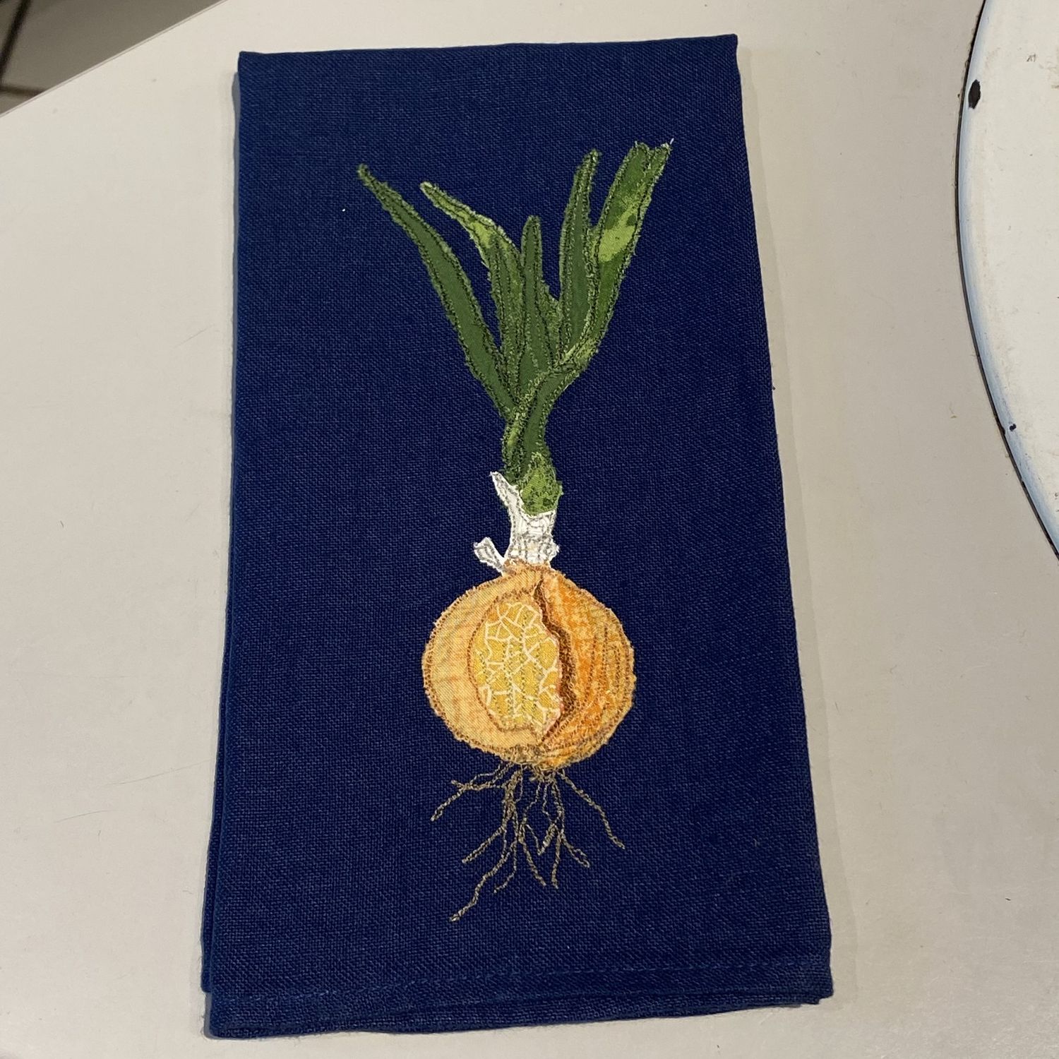 Yvonne Blue Linen Napkin Onion