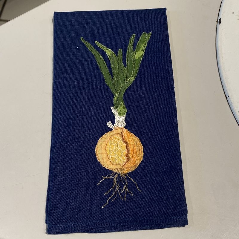 Yvonne Blue Linen Napkin Onion