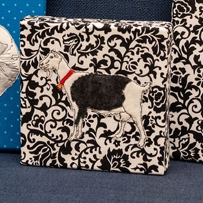 Yvonne Goat on Floral B/W 6x6
