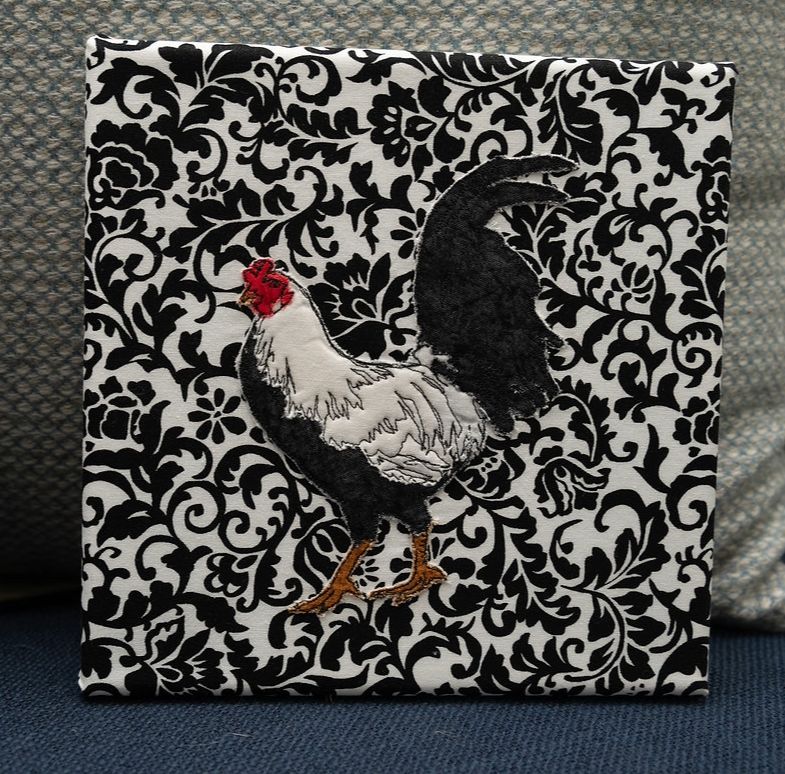Yvonne Rooster on Floral B/W 8x8