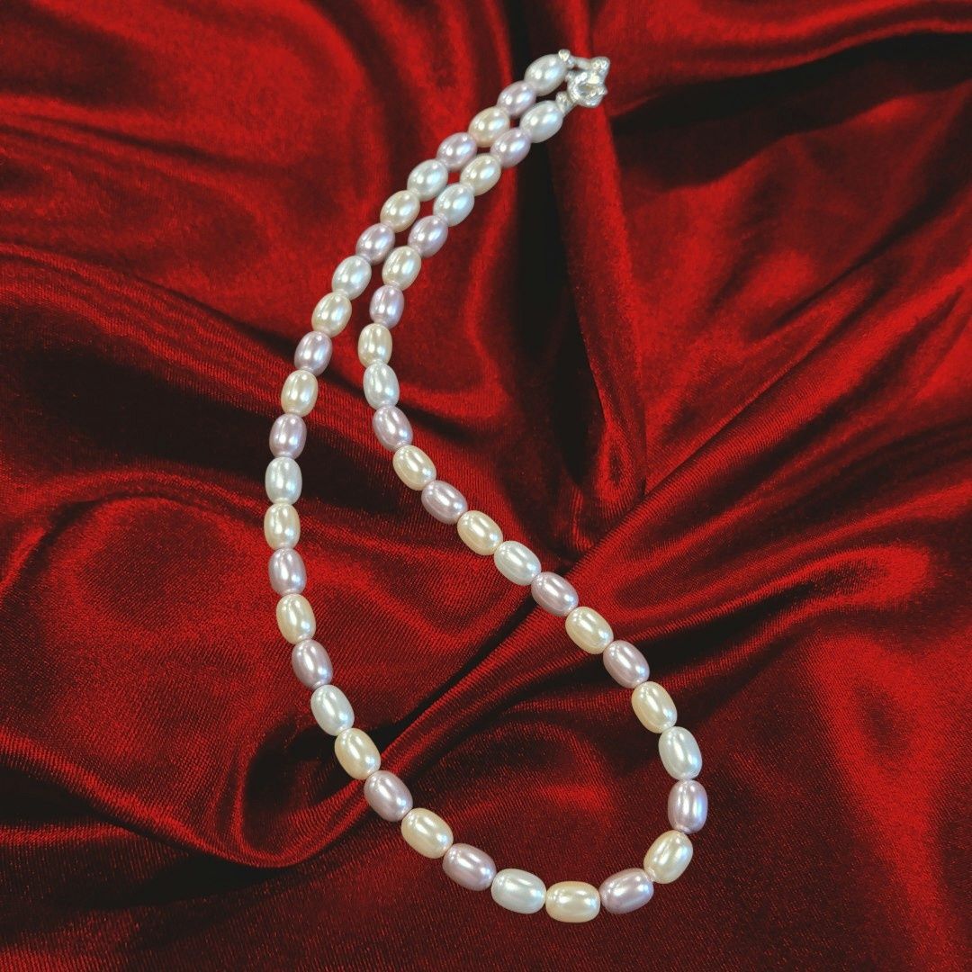 Very Visser Necklace Oblong Glass Pearl Strands