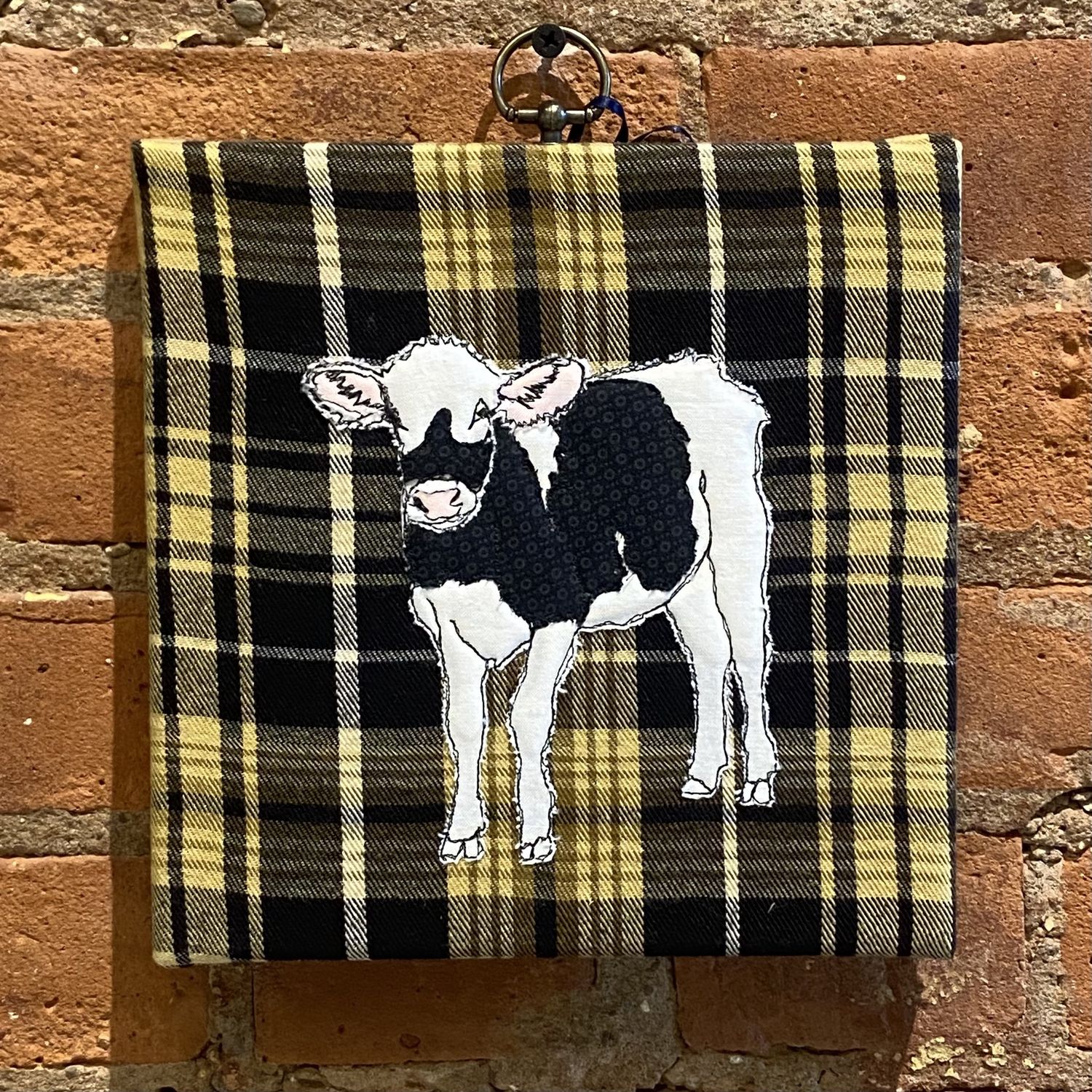 Yvonne Calf on Gold/Black Plaid 8x8