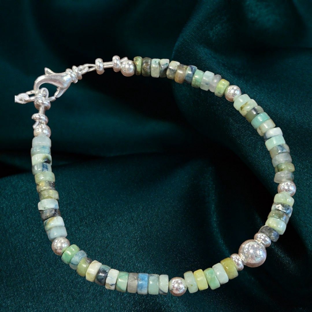 Very Visser Bracelet Chrysocolla with Silver Plated Beads