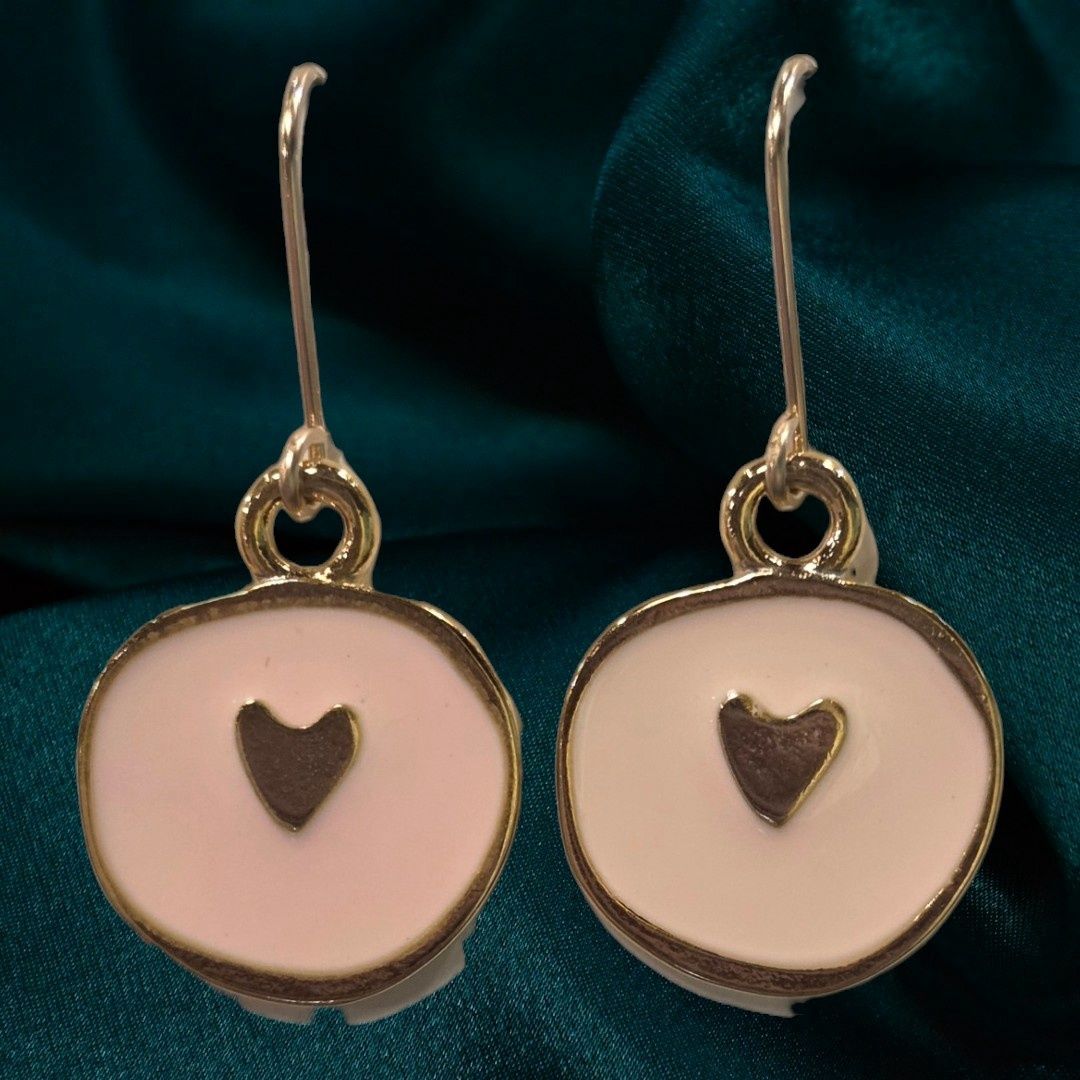 Sunshine Earring Brass with Pink Enamel and Heart