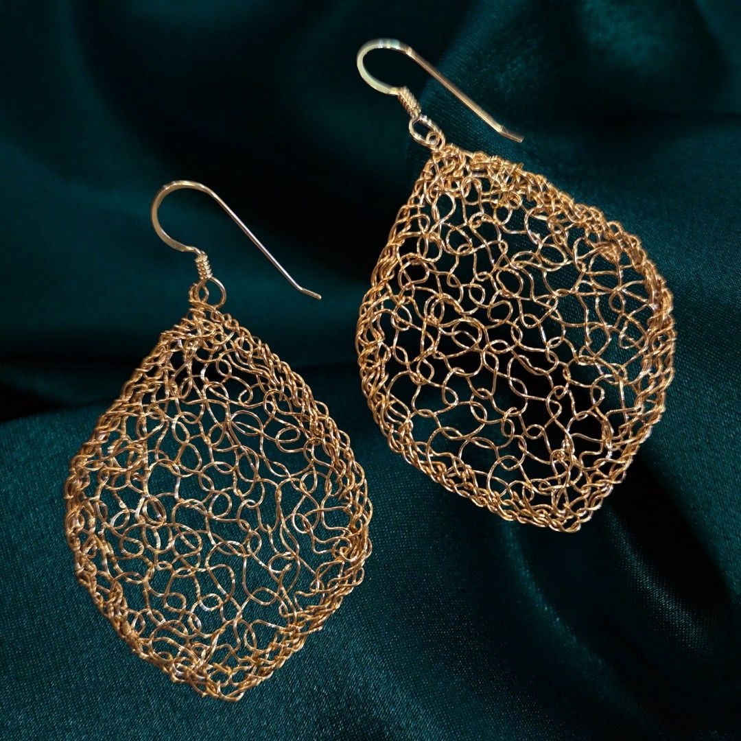 MetaLace Earring Bronze Large Leaves