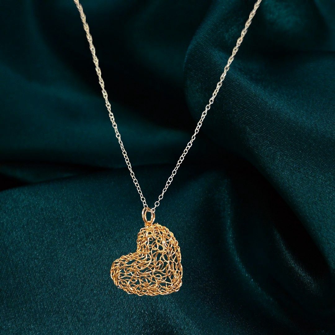 MetaLace Necklace Bronze Heart Pendent on Sterling Silver