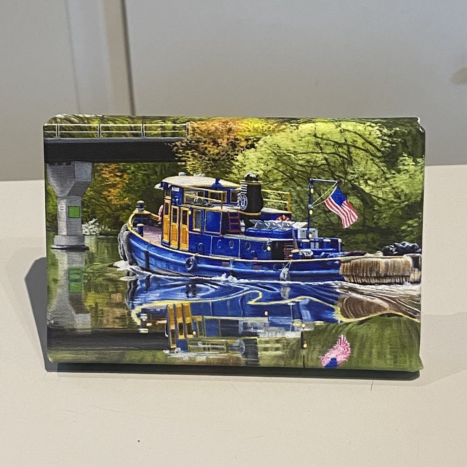 Finewood Blue Erie Canal Boat Canvas Print