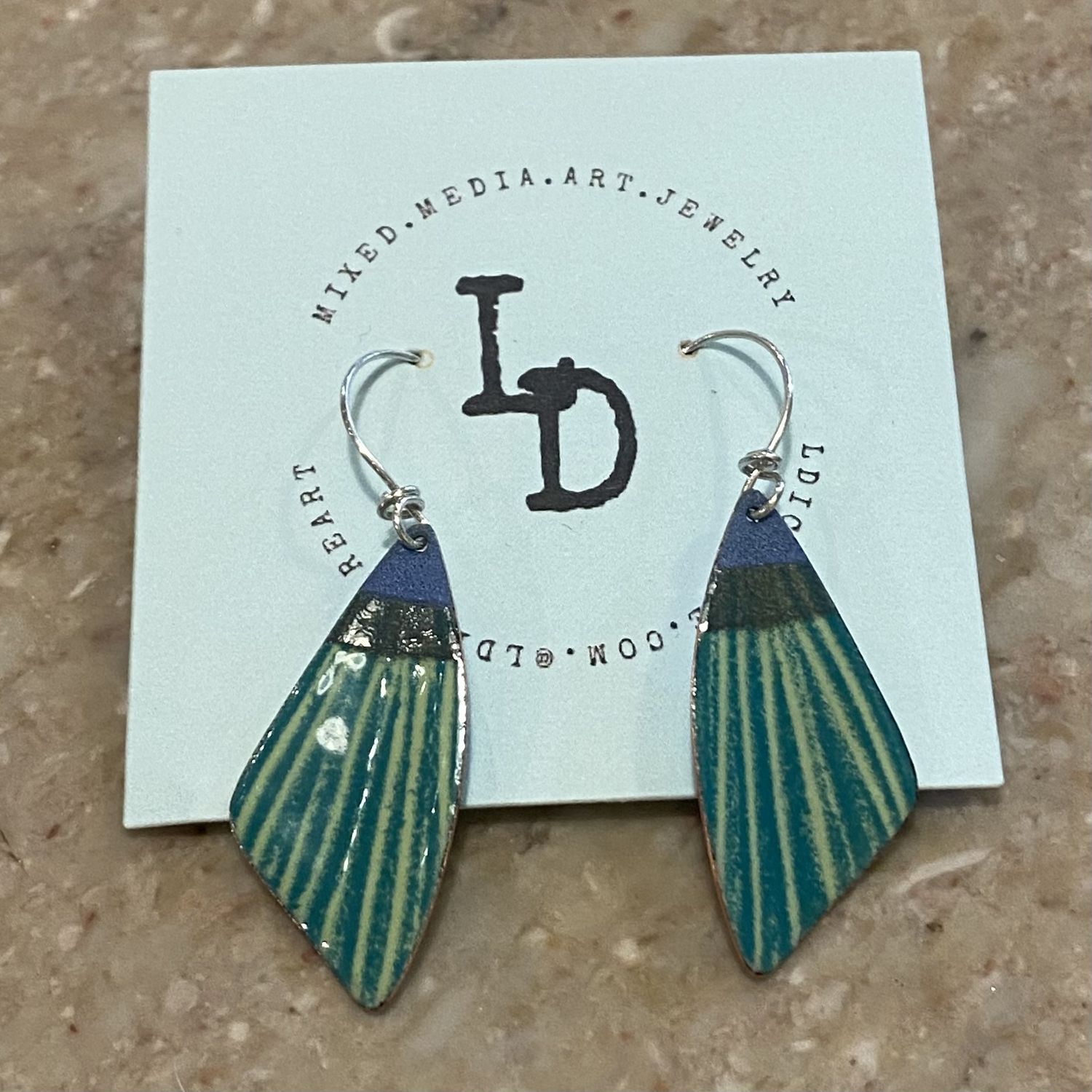 DiCesare Earrings Blue, Light &amp; Dark Green Wings