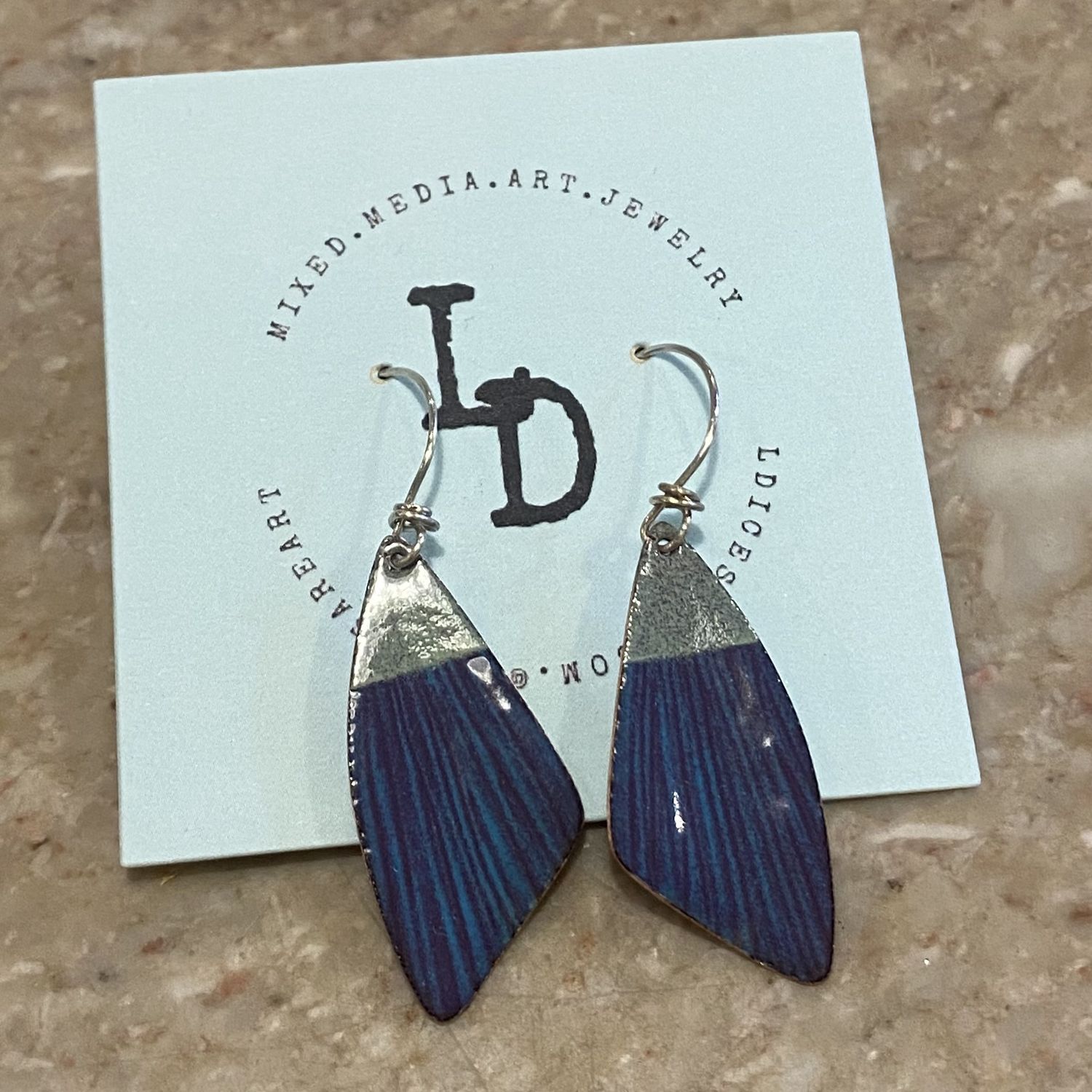 DiCesare Earrings Grey, Purple &amp; Blue Wings