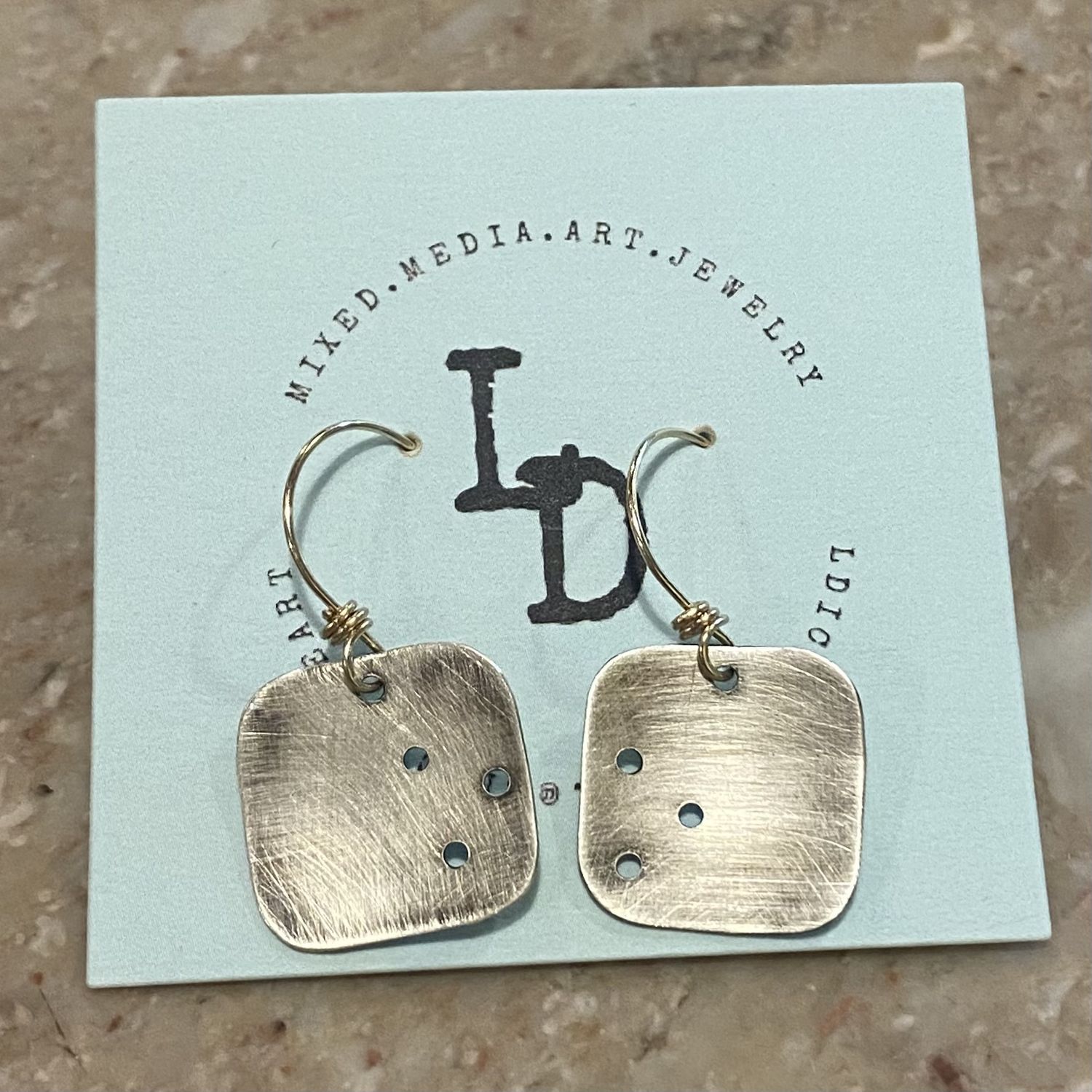 DiCesare Earrings Silver Squares w/ Gold Wire