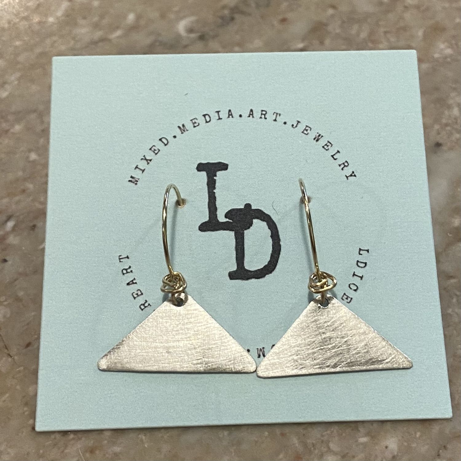 DiCesare Earrings Silver Triangles  w/ Gold Wire