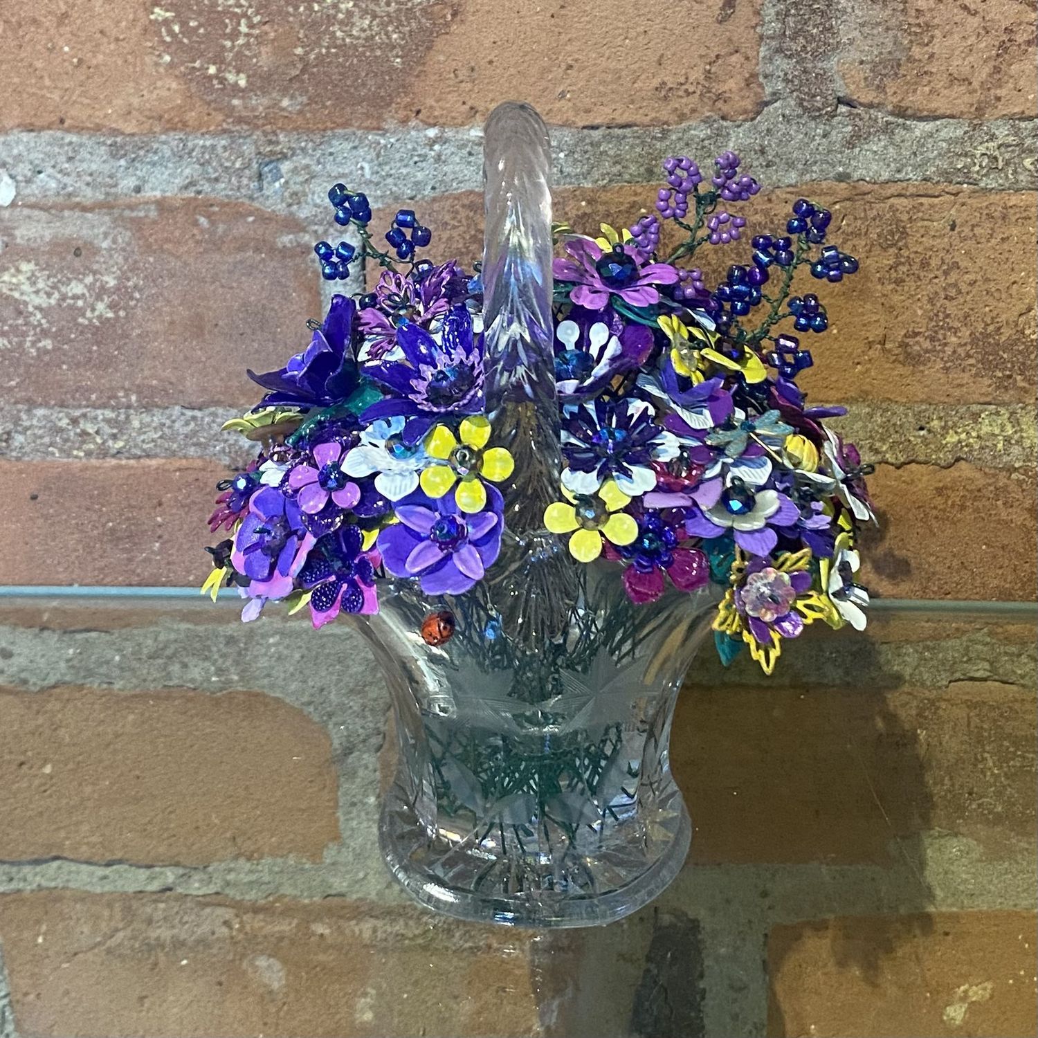 The Bling Lady Forever Flowers Purple &amp; Yellow Basket