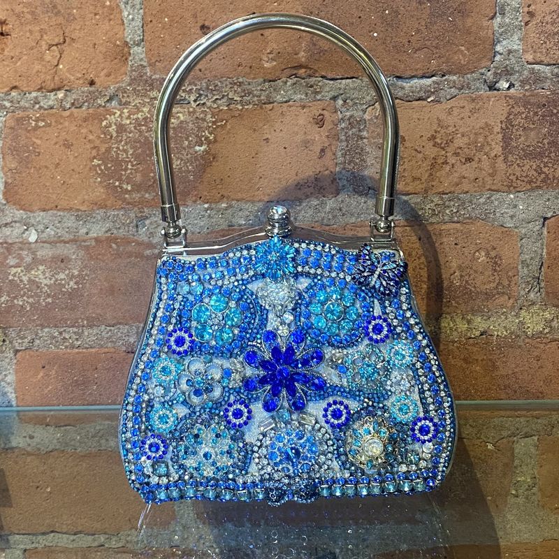 The Bling Lady Blue Rhinestone Purse w/ Butterflies
