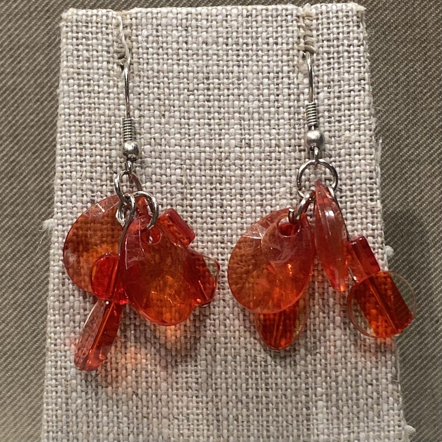 Gerber Earring Funky Red Glass Beads