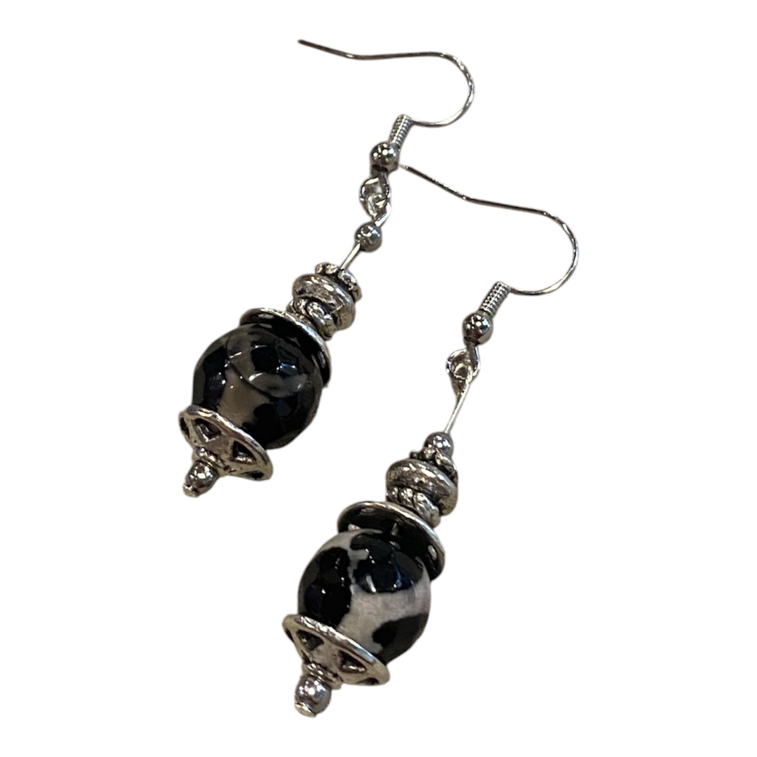 Gerber Earring Black &amp; Tan Agate