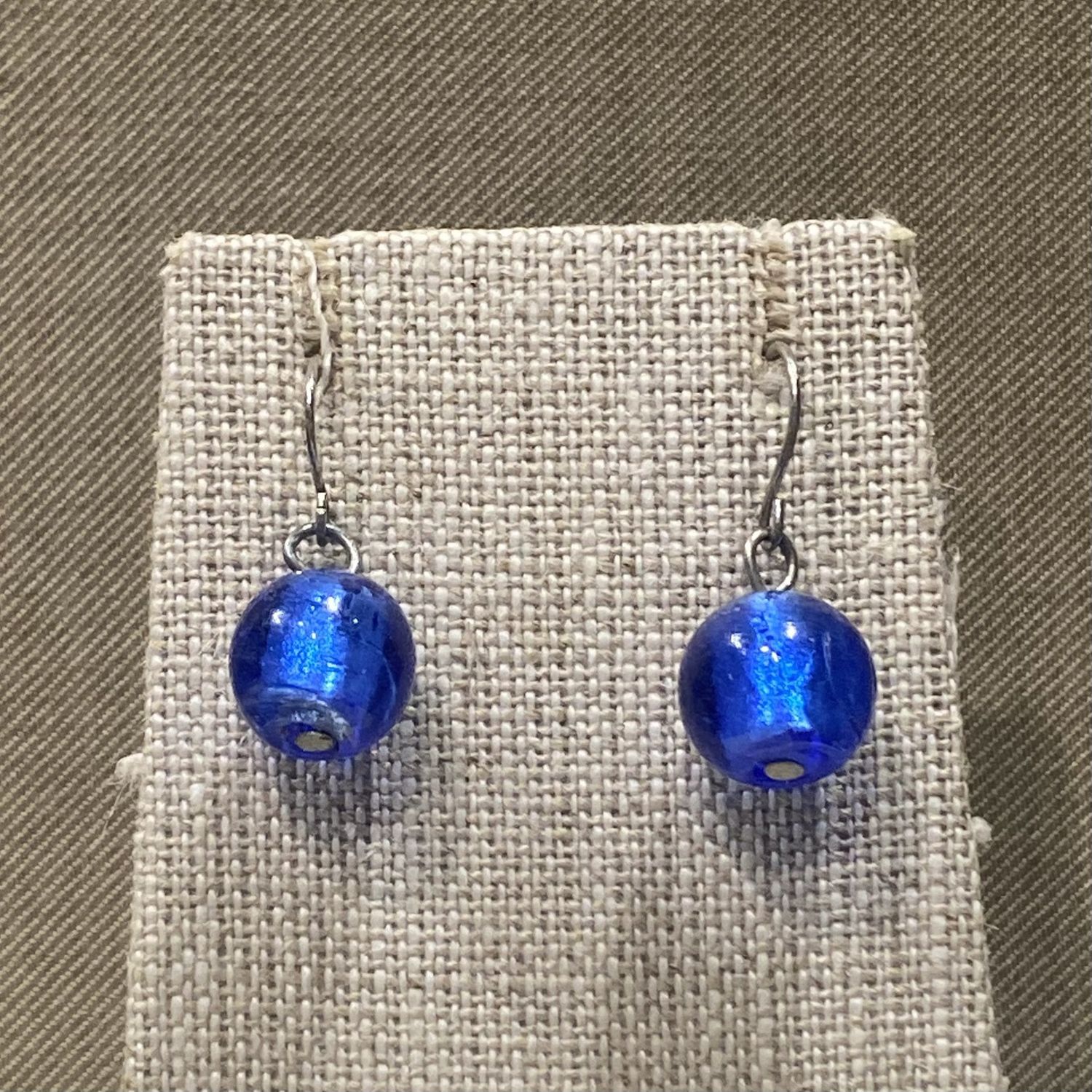 Gerber Earring Blue Glass Bead