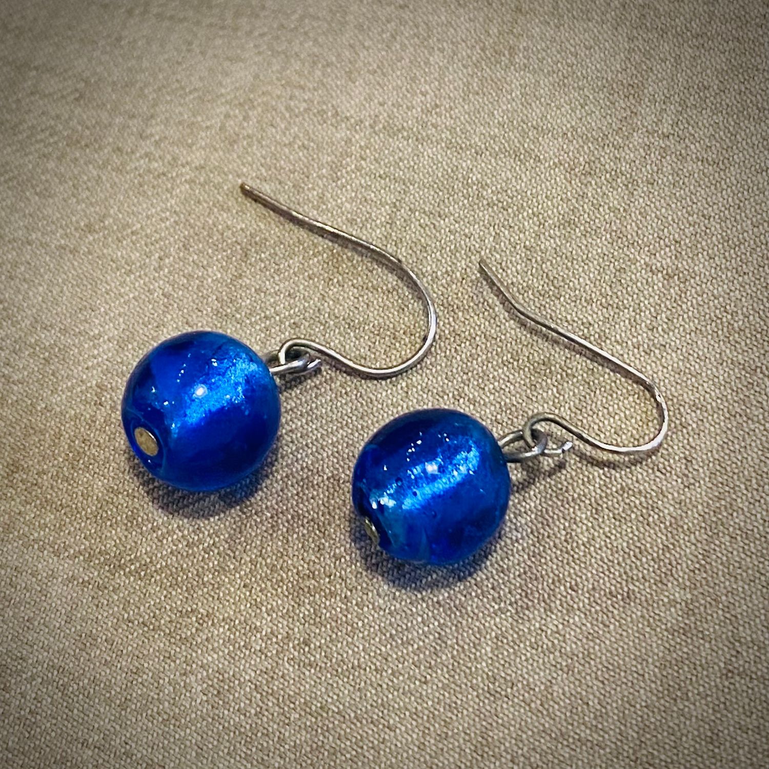 Gerber Earring Blue Glass Bead
