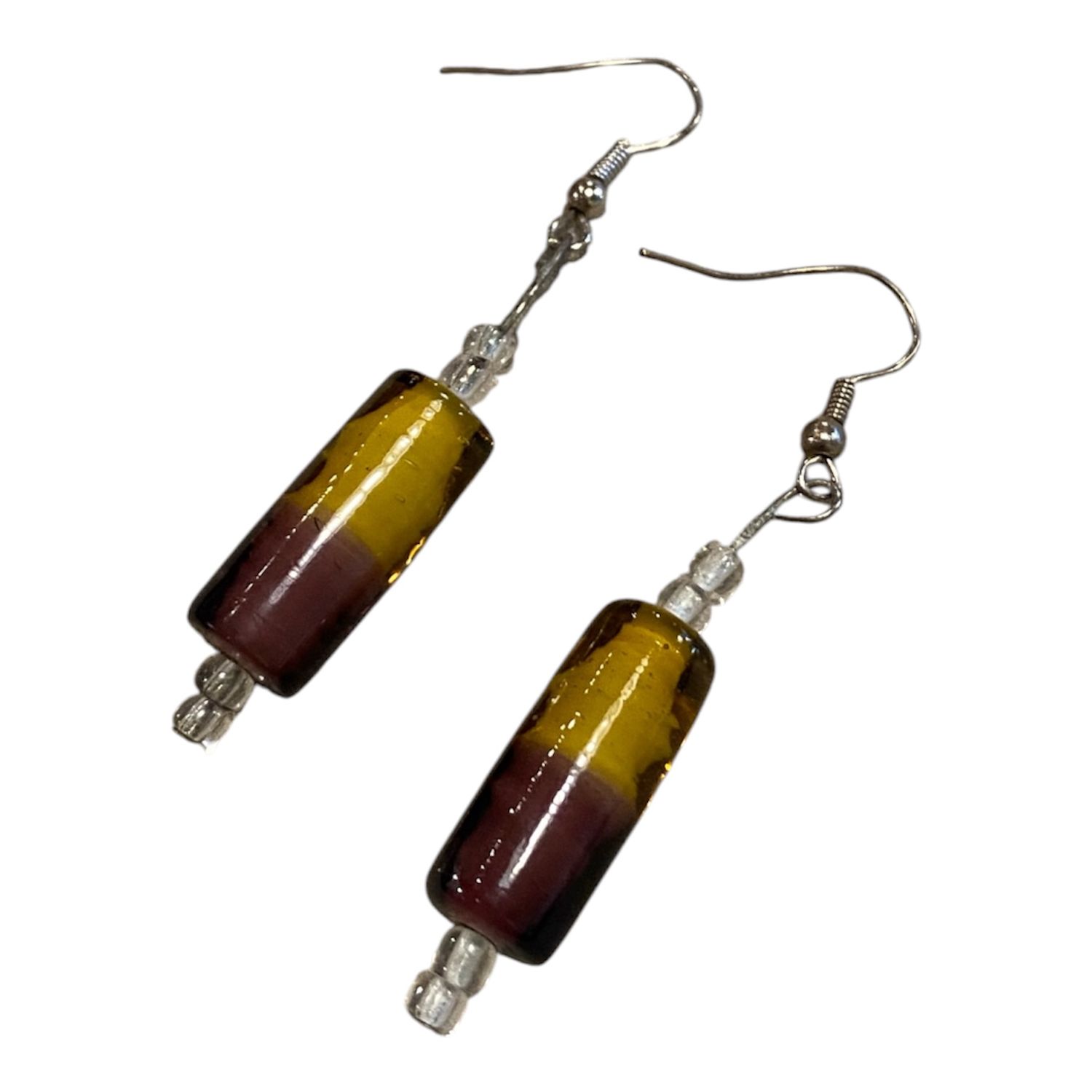 Gerber Earring Yellow &amp; Purple Cylinder