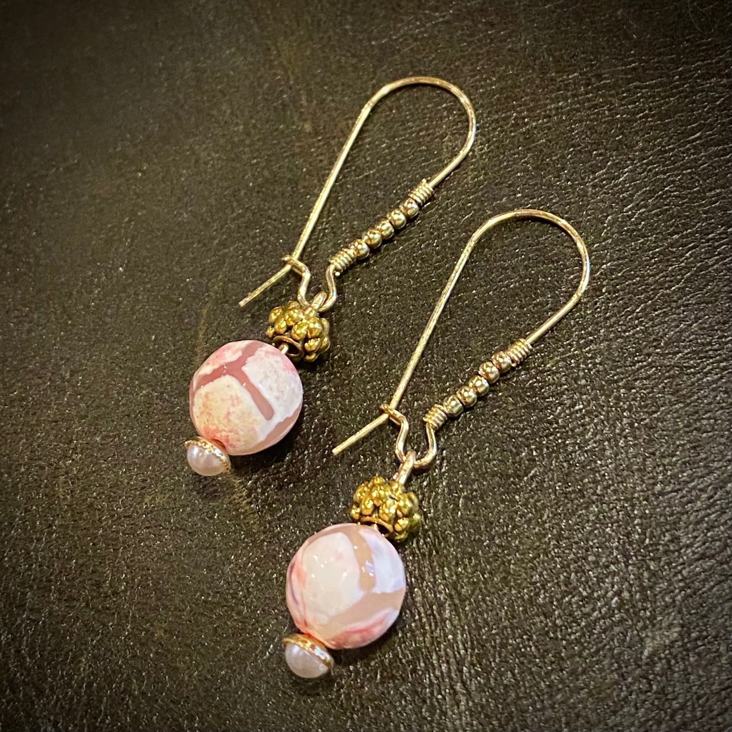 Gerber Earring Pink Agate