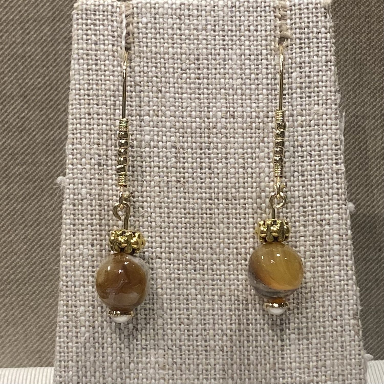 Gerber Earring Yellow &amp; Tan Agate