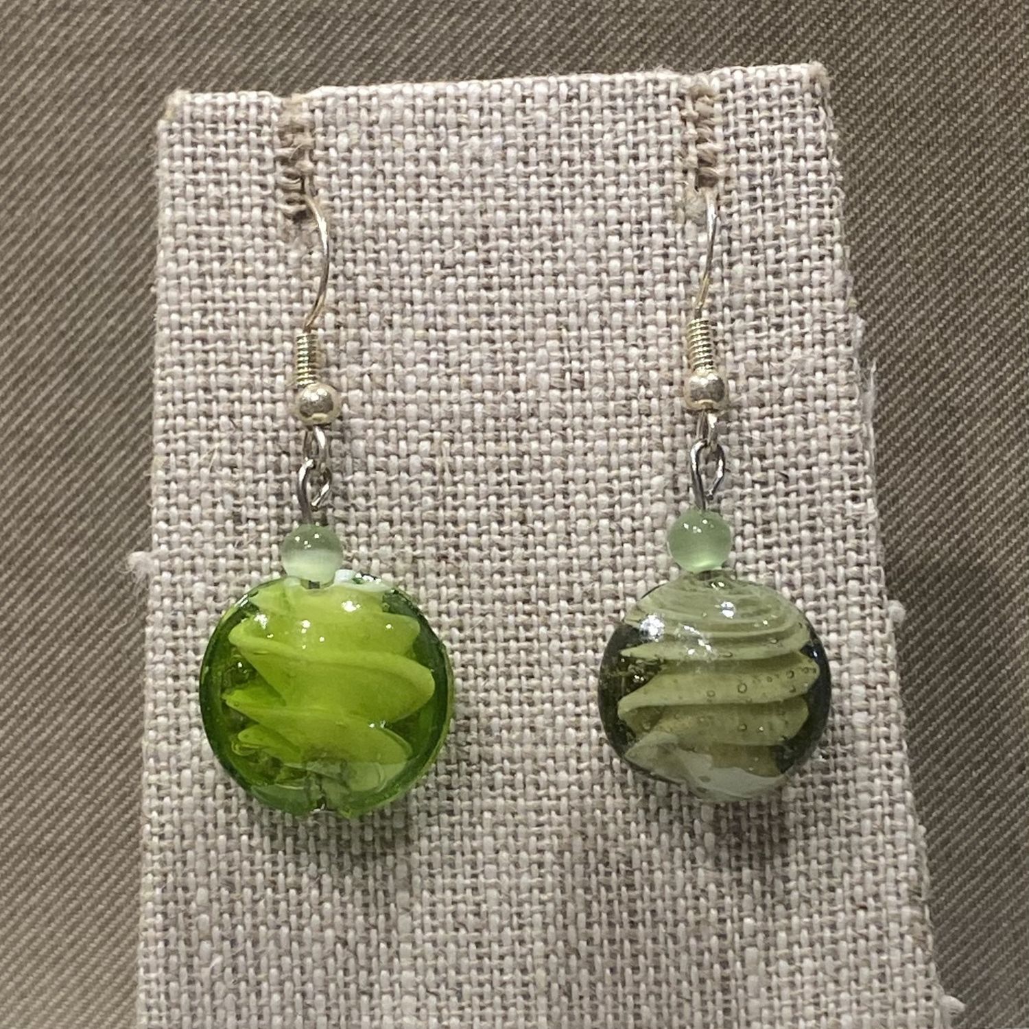 Gerber Earring Green Swirled Glass