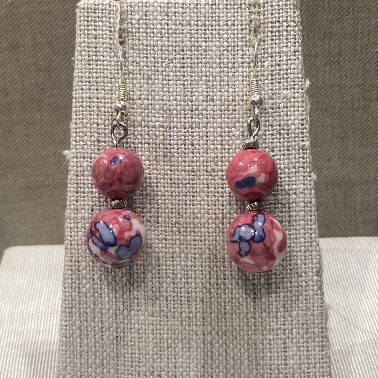 Gerber Earring Double Pink Beads