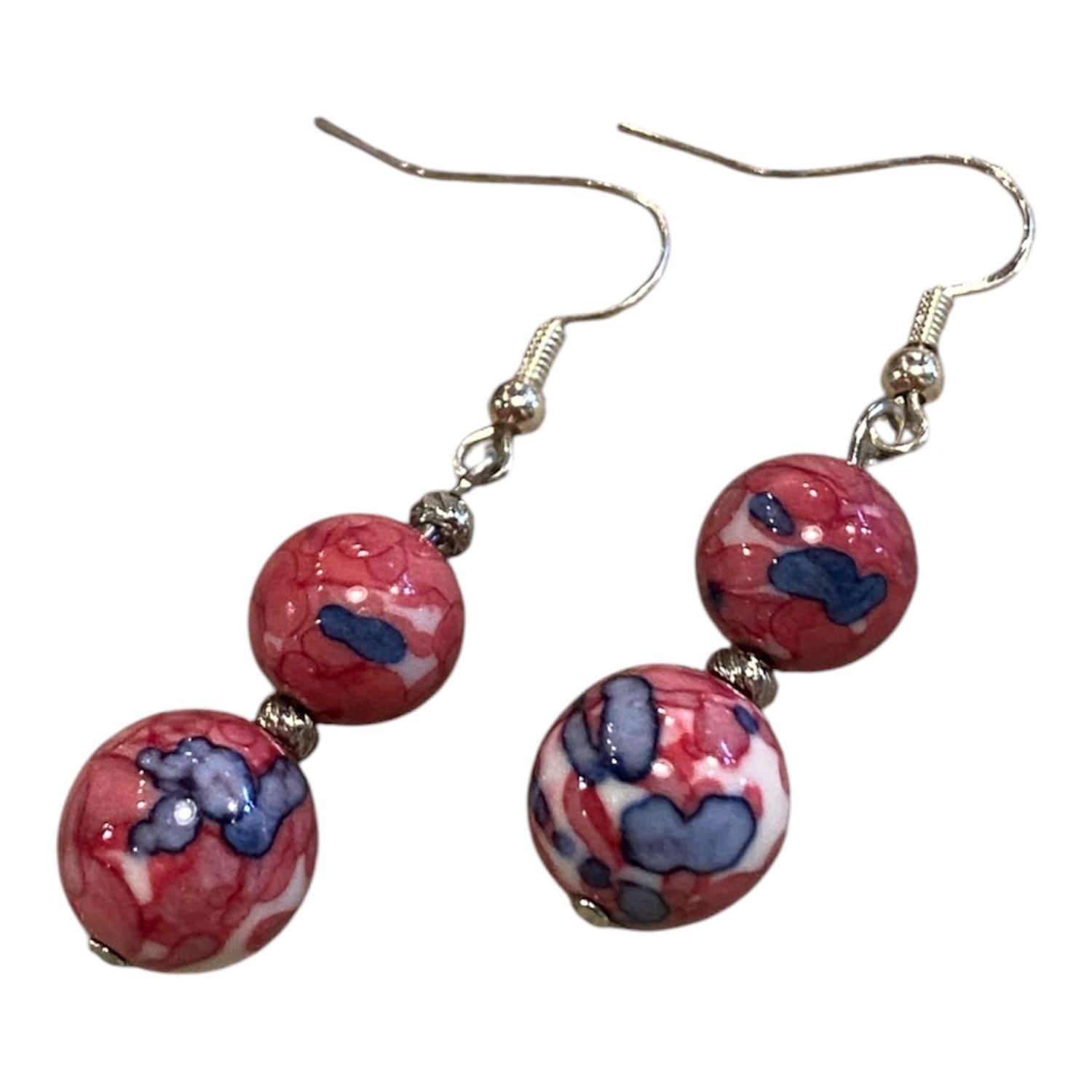 Gerber Earring Double Pink Beads