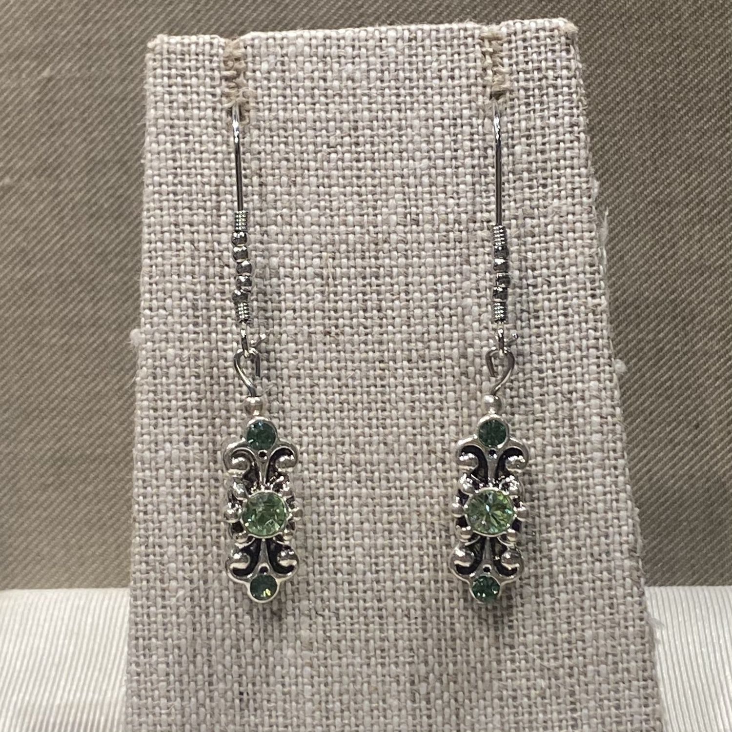 Gerber Earring Green Crystal in Filigree