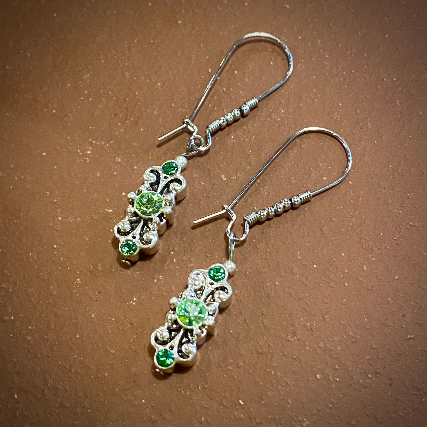 Gerber Earring Green Crystal in Filigree
