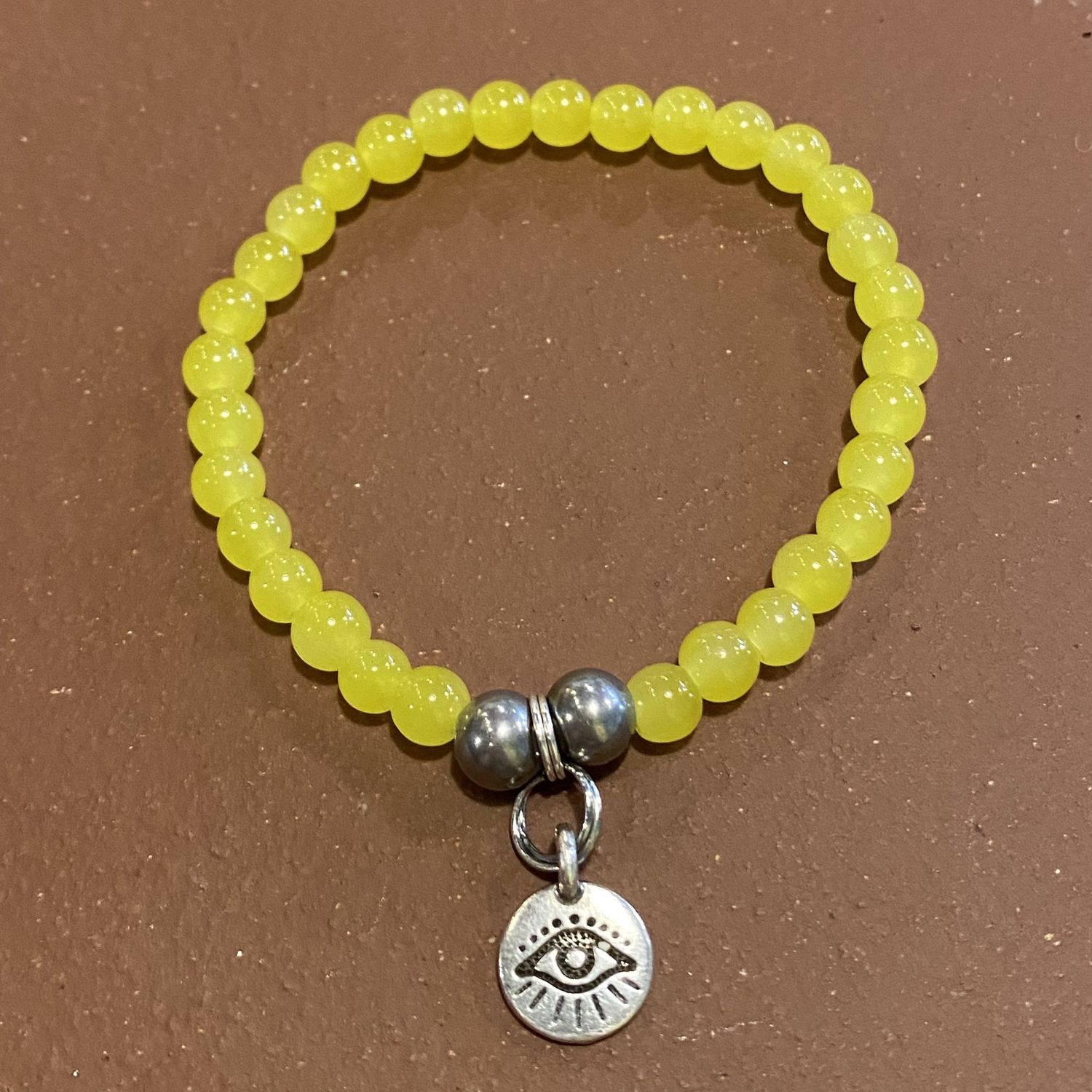 Gerber Bracelet Yellow Stone w/ Evil Eye Charm