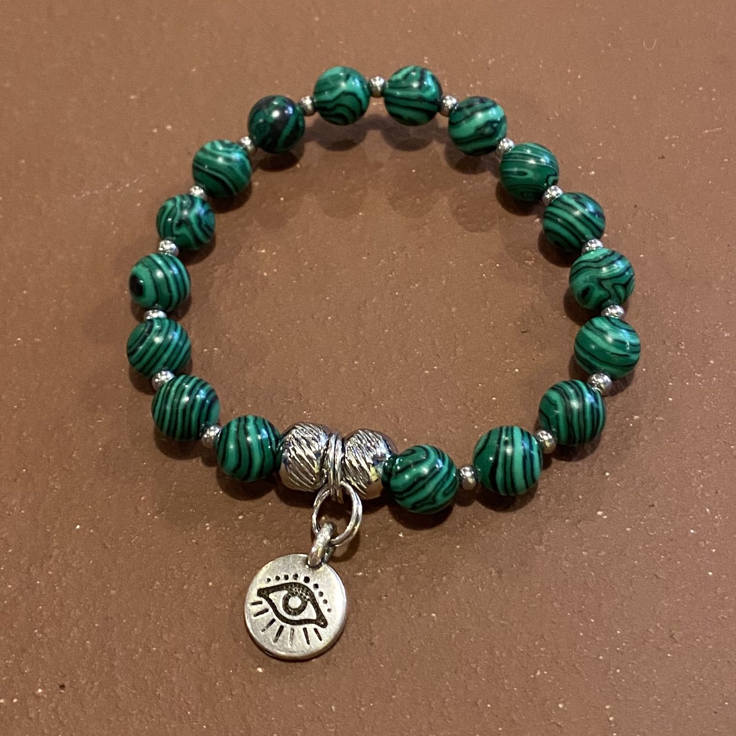 Gerber Bracelet Malachite w/ Evil Eye Charm