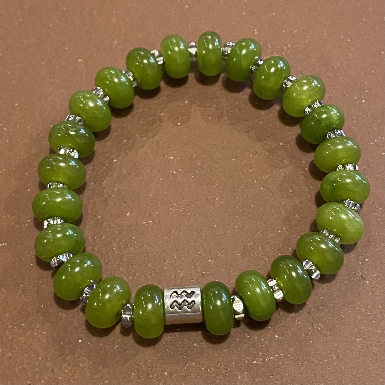 Gerber Bracelet Green Jade w/ Aquarius Center
