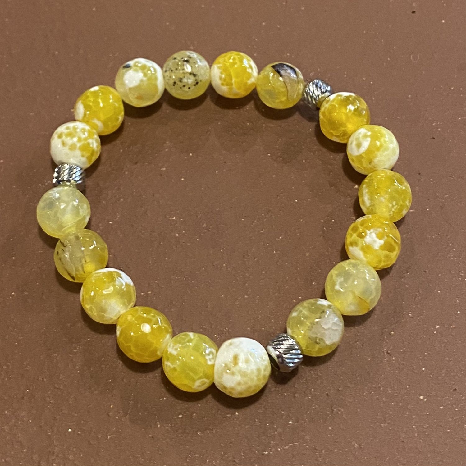 Gerber Bracelet Faceted Yellow &amp; White Agate