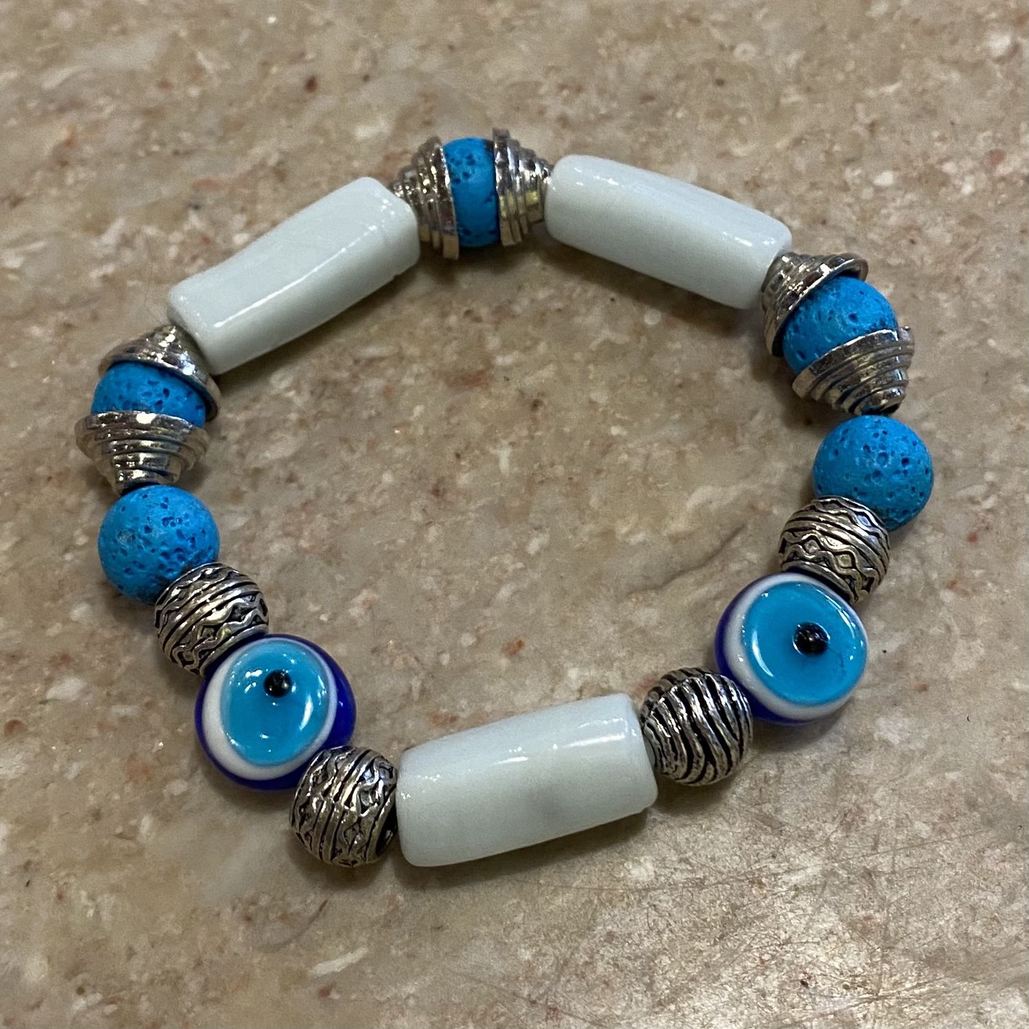 Gerber Bracelet Evil Eye w/ Blue Lava Stones