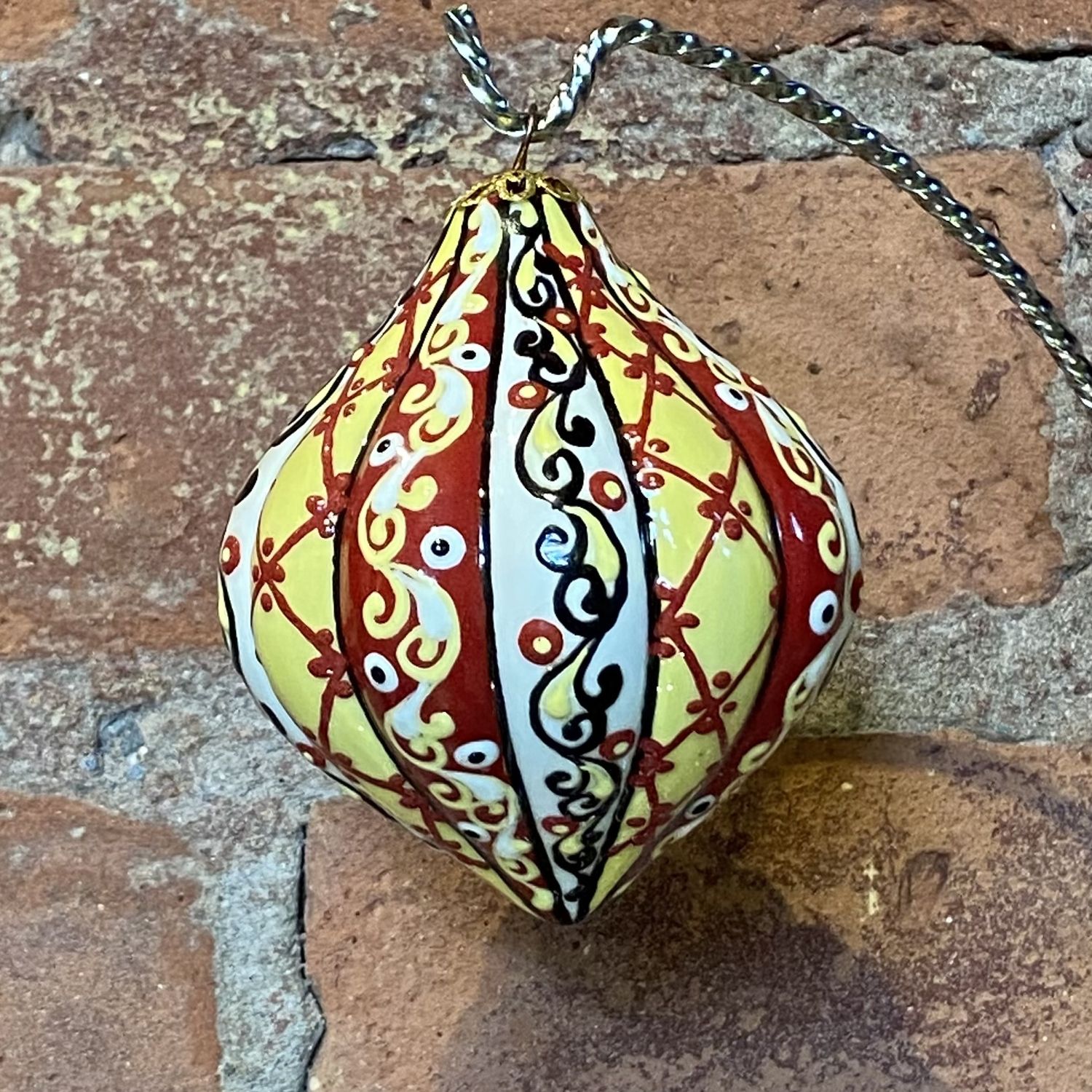 Heritage Ornament Fairy Dome Red, Yellow, White &amp; Black Ceramic
