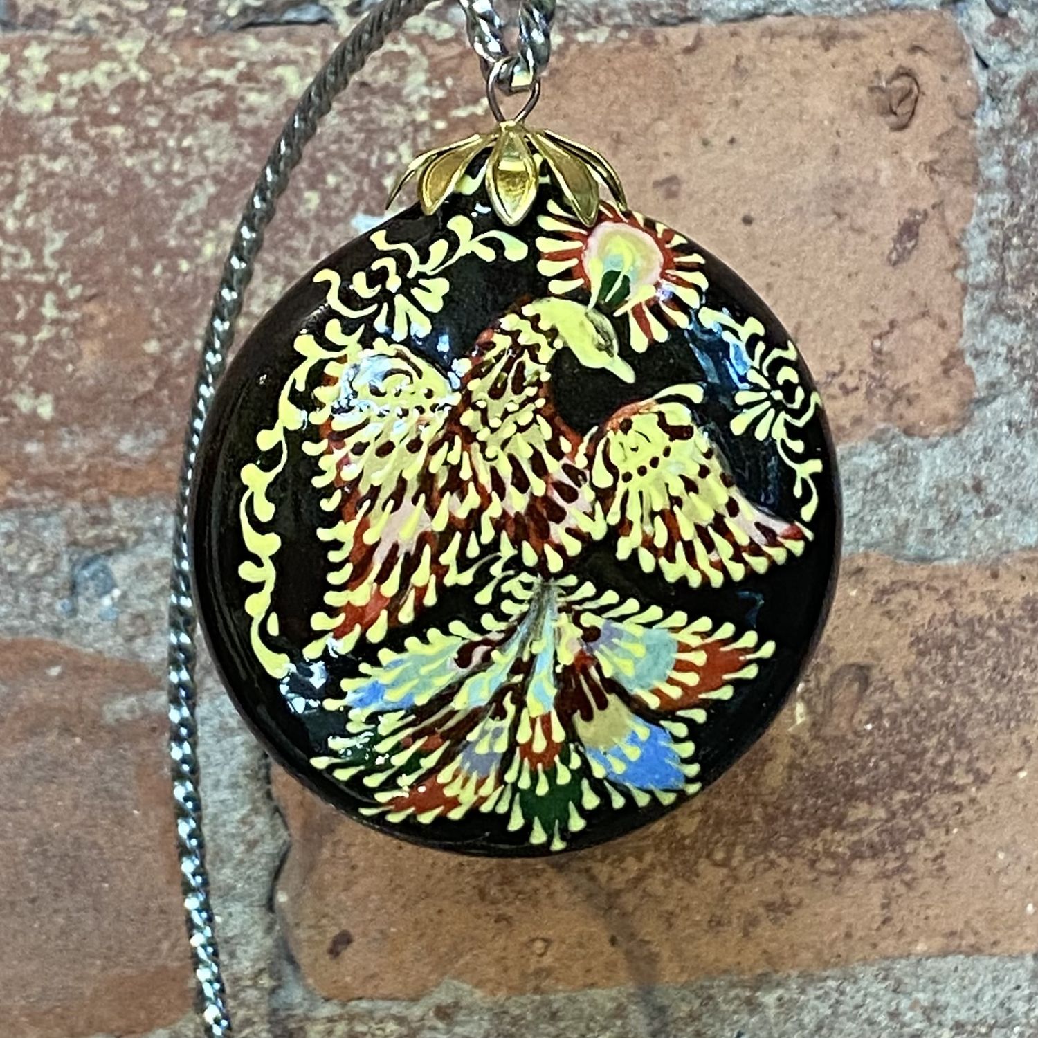 Heritage Ornament Phoenix &amp; Floral Flat Round Ceramic