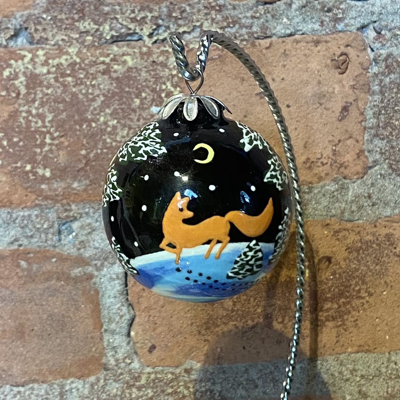 Heritage Ornament Fox &amp; Deer Small Sphere Ceramic