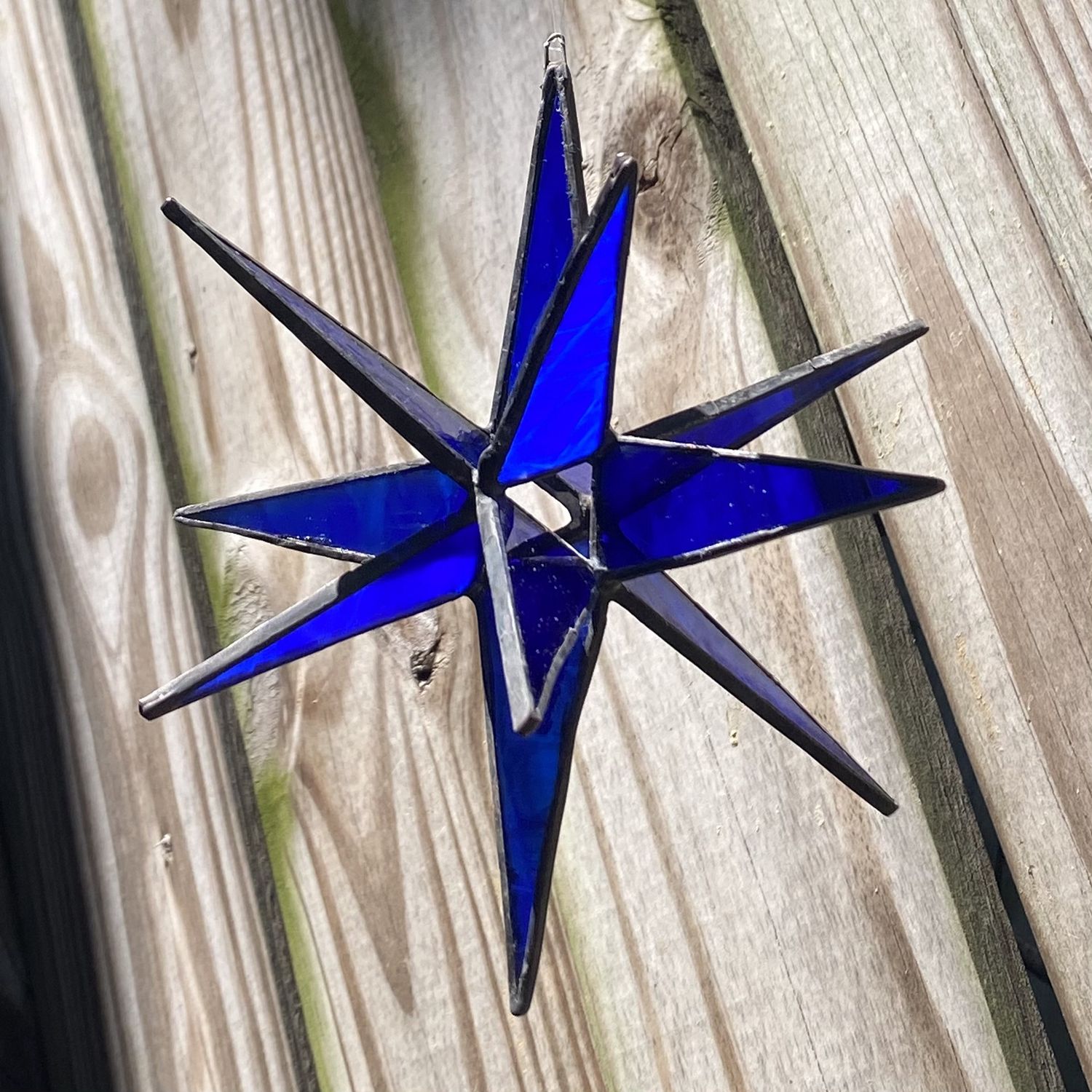 Yannie Ornament 3-D Glass Star Blue